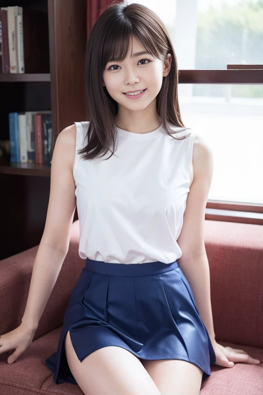 Temon style,  1 girl, ssmrin、 white underwear、 I want to see my whole body 、A refreshing smile、 Thin legs are beautiful、Well-proportioned physique,、Wear loafers、(Skirts are always )、(( panties are white ))、The skirt rolls up 、 panties when I open my mouth、...