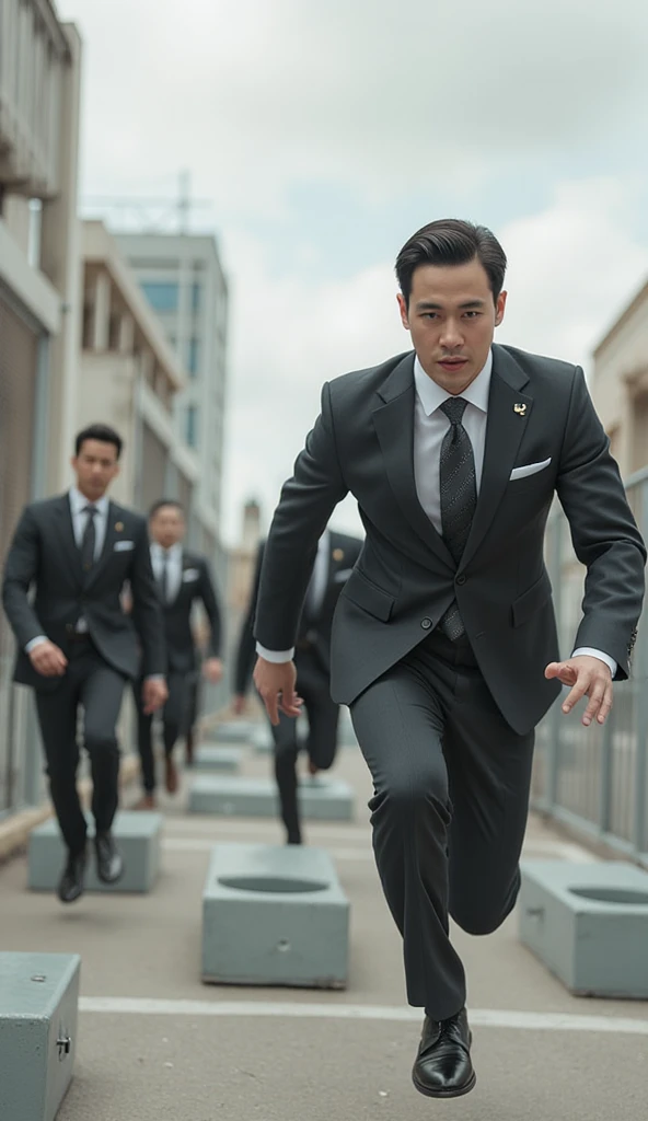 Men wear high quality suits ,Luxury Suits, Jumping over obstacles