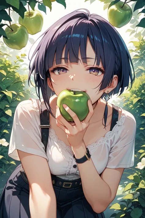 Yojiro Noda biting a green apple