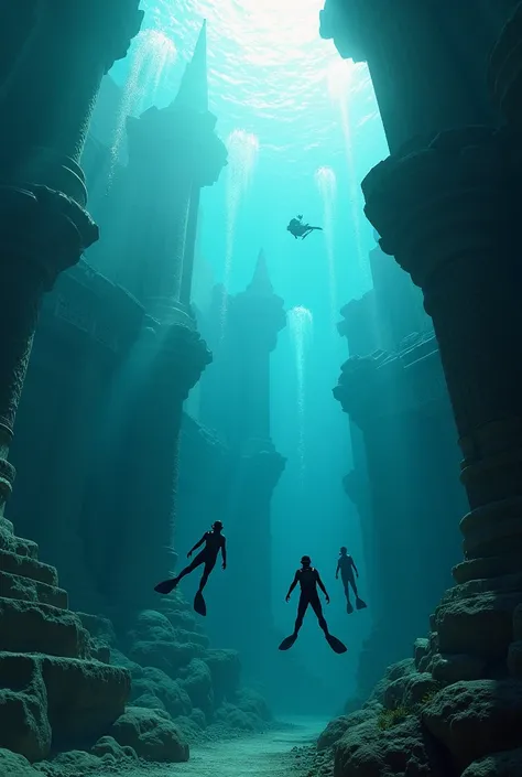 I want underwater sky divers discover lost city 