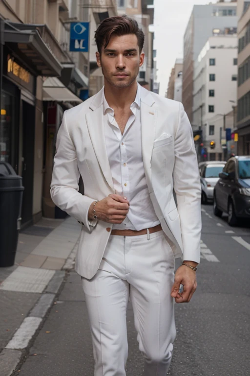 A man in a white suit