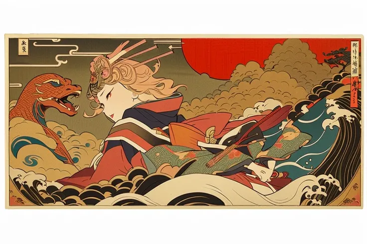  ukiyo-e、 Japanese God、insufficient々、 Light Emitting Wand 、 Mysterious Goddesses   、 ukiyo-e,    Golden Cloud  、Fallen Monster 、