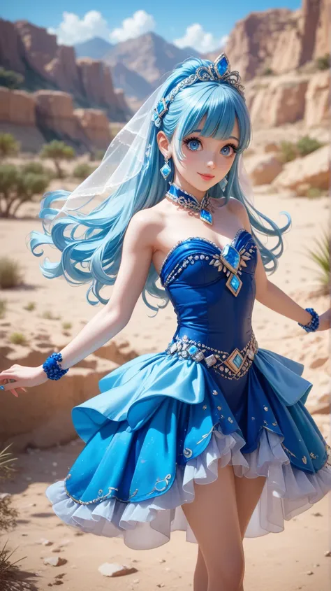 It produces high-resolution 3D images reminiscent of Japanese comics. The centerpiece is a beautiful loli personified with a gemstone sapphire that shines with cute big eyes. She stands on a land strewn with sapphire in the desert, with her shimmering slit...