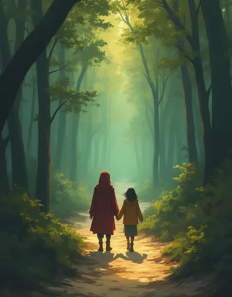 Chapter 4: Whispers in the Woods
The next morning, Ali showed Zara the Magic Map. Her eyes lit up. “This is incredible! Where does it lead?”
“To the Whispering Woods,” Ali said. “Rooh said we’ll find answers there.”
Together, they followed the map to a den...