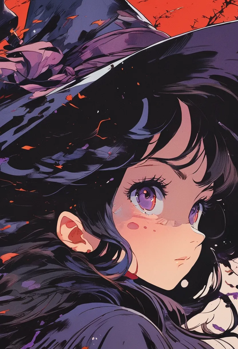   Closeup of a witch witch,  Satoshi Kon's poster art  , tumblr, Serial Art,  Mamoru Oshii Art Style , Kaiser Butcher ,   illustration style  , style of Alena Aenami, Kon Satoshi&#39;s style, Artistic. Alena Aenami,  art of Alena Aenami , Laurie Greasley s...