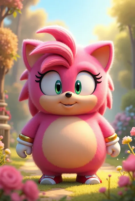 Amy rose from sonic the edgehog as a chubby persona character