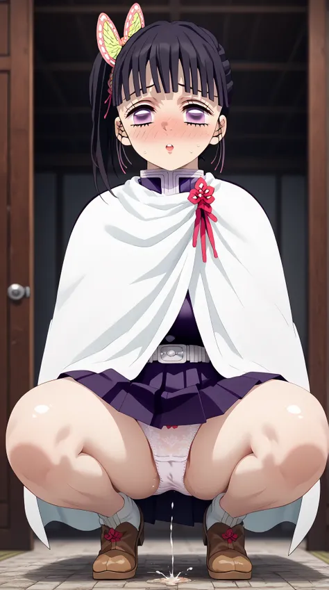 (UHD, retina, masterpiece, accurate, anatomically correct, super detail, high details,  highres, 1080P, 16k、high detail RAW color art:1.3)、 (Tsuyuri Kanao:1.3)、 side　Ponyterre、dark hair、purple eyes、(very gigantic breasts:1.3)、(Shiny skin:1.3)、(black skirt,...