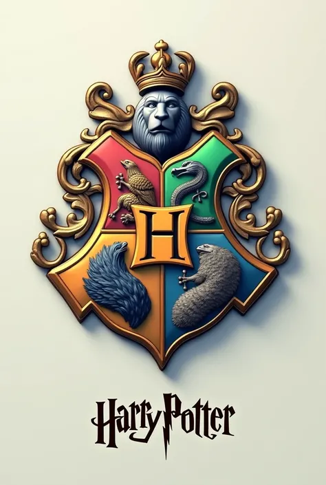 Create the howgoarts Harry Potter logo in 2d with the Harry Potter font name written underneath “Michael 14”