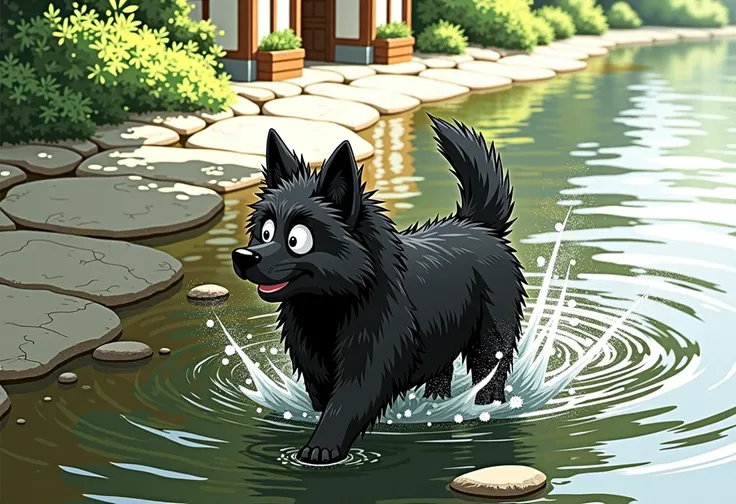 dog in the style of Studio Ghibli