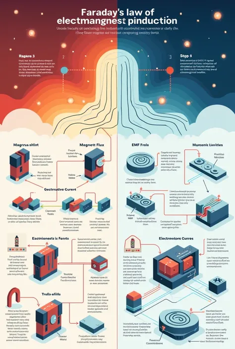 Infographic: Faraday's Law Made Simple

Design a colorful infographic that explains Faraday's Law with diagrams.

Must include key terms: magnetic flux, induced EMF, changing fields.