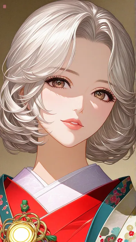  make Manhwa art using the beautiful lines of Ayami Kojima art ,  of a Kemono woman mature rabbit of 22 years old , low and with elegant curves ,  she looked like a portrait of feminine sweetness . Her short hair,  of shiny light silver ,  contrasting with...