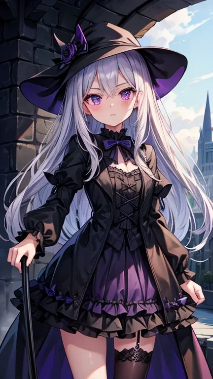  top quality, Textured Skin ,Beautiful girl with silver hair and purple eyes , gothic lolita ,Taunt,Grim Reaper&#39;s Scythe, with a sense of transparency,Fleeting, glossy lips