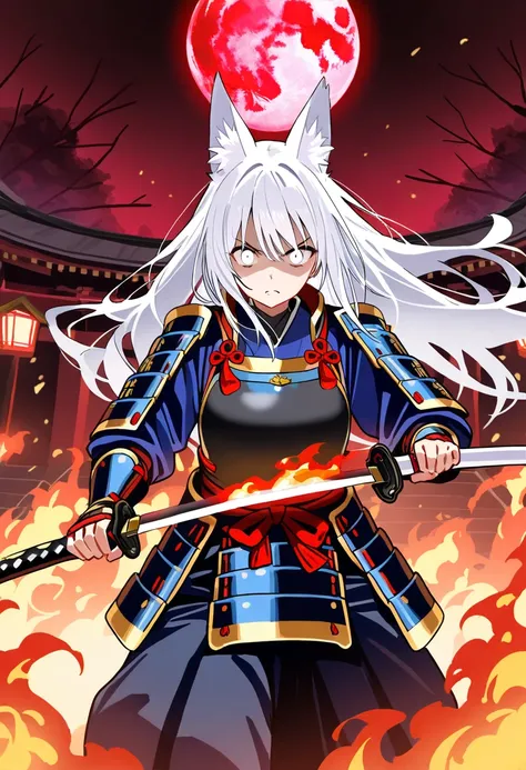 score_9,score_8_up,score_7_up,rating_safety,source_manga,masterpiece,best quality,hyper detailed,super fine illustration,8k,cinematic angle,front angle,BREAK 1girl,white hair,long hair,fox ears,crazy eyes,white eyes,angry face,(holding_katana,battoujutsu),...