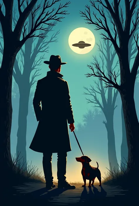 ### **Prompt 1: Mysterious and Classic Style**  
"Create a logo for a YouTube channel about ancient mysteries and science fiction. The design should include a light brown-skinned Latino man, wearing a long coat and a wide-brimmed hat, walking a dachshund w...