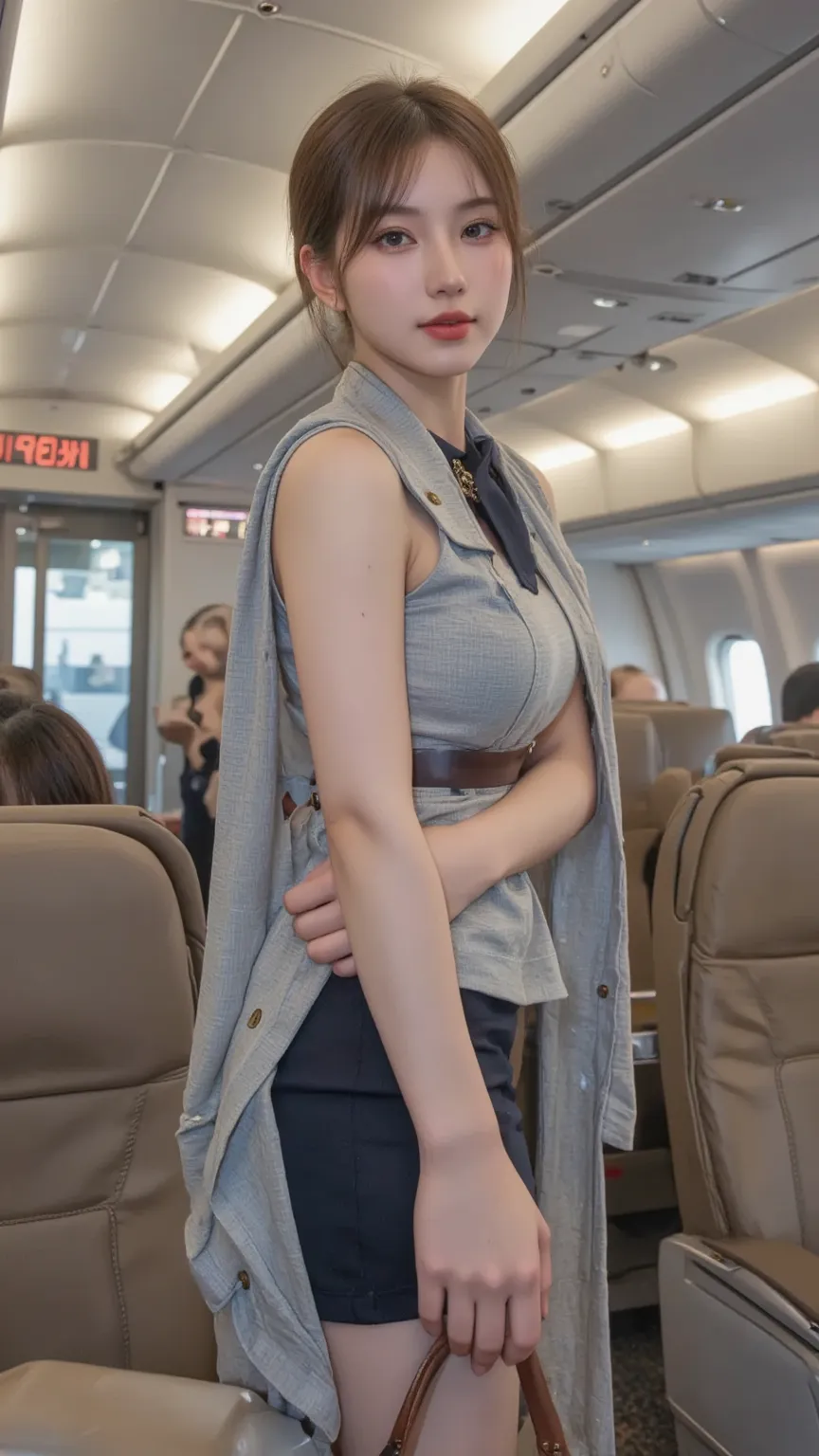   Fraction _9,  Fraction _8_  along the side ,  Fraction _7_  along the side , Ultra-high precision ,  absolute resolution ,   exquisite beautiful face and eyes , Very real women ,  Beautiful cabin attendant  ,23, ((exposed、 Pink Nipple)),   Brown hair ,  ...