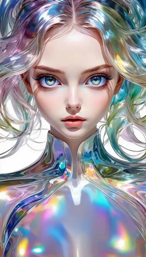  Conceptual Installation Pastel Colourful Artwork, Cute beauty, Striking beautiful eyes, Shiny, silky, tousled hair, Passionate and lascivious expression,  perfect ratio, Transparent, iridescent, naturally luminous,   delicate and dynamic texture  ,  contr...