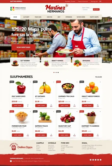  Make me a design of a shopping and delivery website for the Martinez Hermanos supermarket located in Equatorial Guinea ( It must have the logo ,  email , ADDRESS, etc... ). The website must be in English and include the name of the brand called Martinez H...