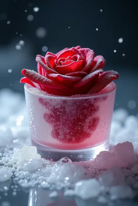 Dark red rose frozen dessert