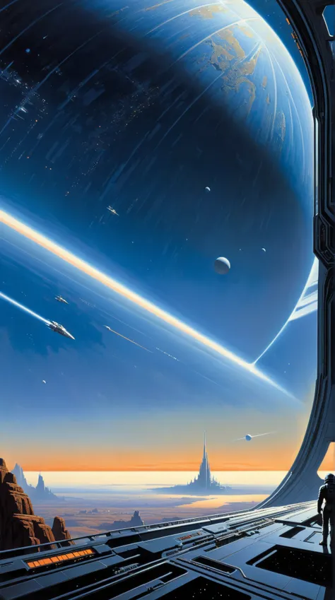 space Map, futurism, by Ralph McQuarrie, (best quality, masterpiece, Representative work, official art, Professional, 8k)