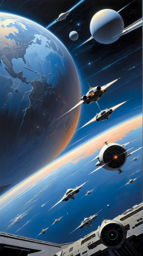 space Map, futurism, by Ralph McQuarrie, (best quality, masterpiece, Representative work, official art, Professional, 8k)