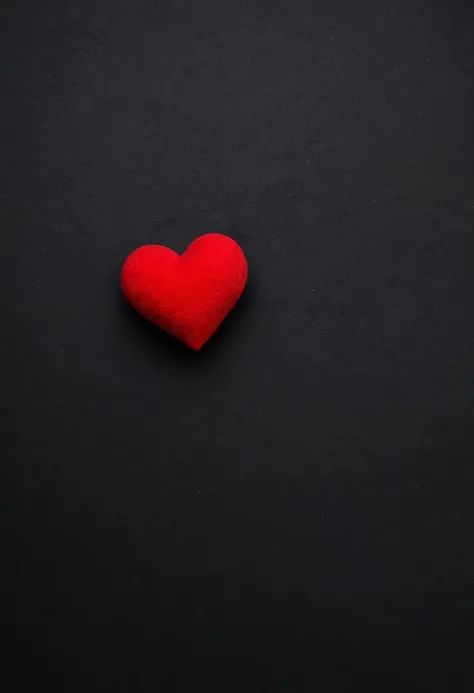 Romantic red heart on black background 