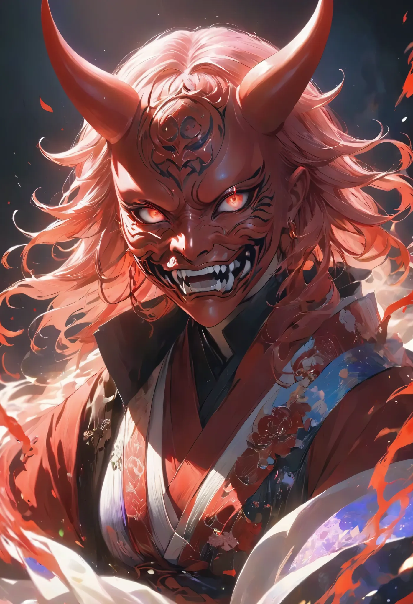 attacks you、Oriental Red Demon, BREAK an oni that covers the entire face