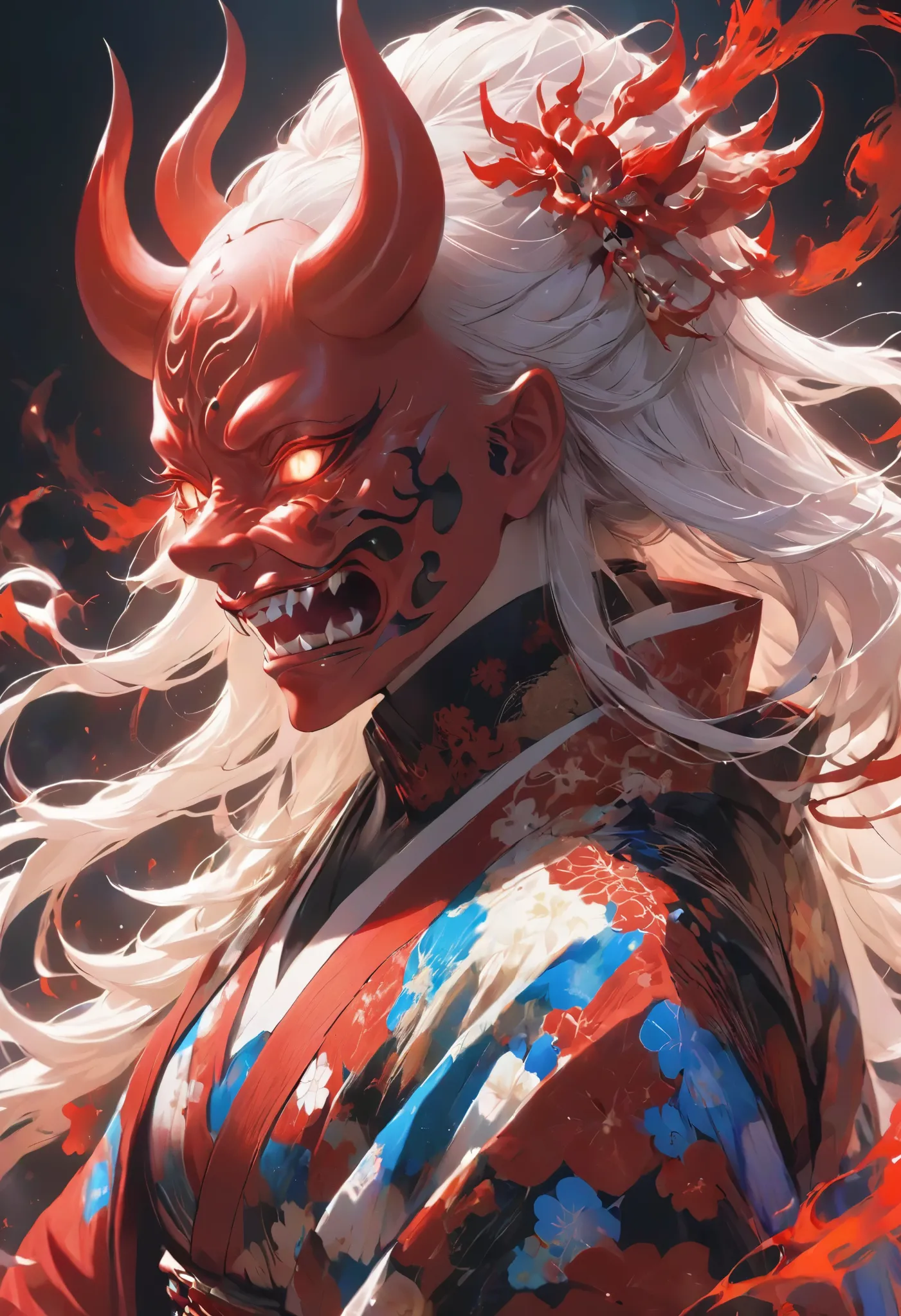 attacks you、Oriental Red Demon, BREAK an oni that covers the entire face