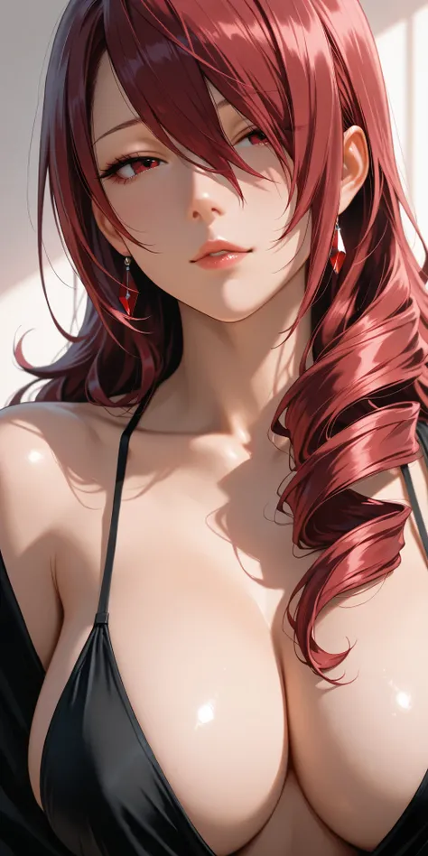 Masterpiece, very aesthetic, vibrant, high contrast, elegant mature woman, kirijou mitsuru,  upper body, curvaceous, seductive,  soft light, best quality, semrealistic, 