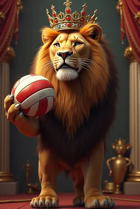 An image of a lion wearing a crown and a volleyball to say the Kings voll