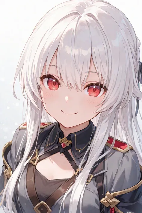  white hair, red eyes,  woman,  students, Smiling