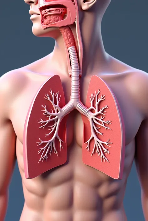 Video of the process of inhaling and exhaling the lungs showing all the other functions of the alveoli and lobules 