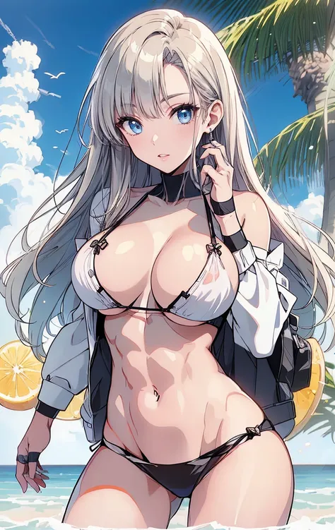 "Full-body anime kawaii character, beautifully detailed eyes and lips, long eyelashes, soft and elegant expression. A young woman with a slender and graceful figure, wearing a perfect, sexy and elegant thicc body nice abs, large breasts and butt. Her face ...