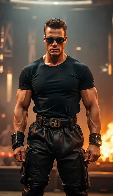  Jean-Claude Van Damme as Johnny Cage would be an intense and stylish interpretation !  Imagine Van Damme with his impressive physique ,  dressed in the classic Johnny Cage costume , with the black t-shirt, pants and the dark glasses ,  that are always par...