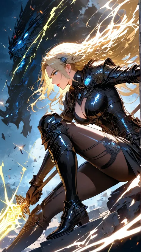 

**"A breathtaking blonde warrior waifu, exuding confidence and power. She wears an intricately designed, revealing battle armor that accentuates her curves while maintaining a regal and fierce appearance. Her long, flowing golden hair frames her striking...