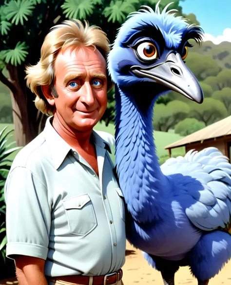  Rod Hull and his Emu in the famous TV show, "EMU's World "
