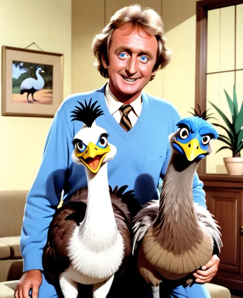  Rod Hull and his Emu in the famous TV show, "EMU's World "
