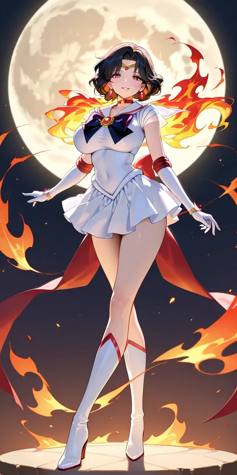 Masterpiece, elegant mature woman, princess moon\(princess moon\), tall body, big breast, white sailor senshi uniform (white sailor senshi uniform shirt, white sailor senshi uniform gauntlets, white sailor senshi uniform skirt, white sailor senshi uniform ...