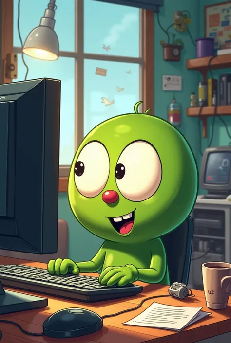 Idho from gumbol playing with computer 