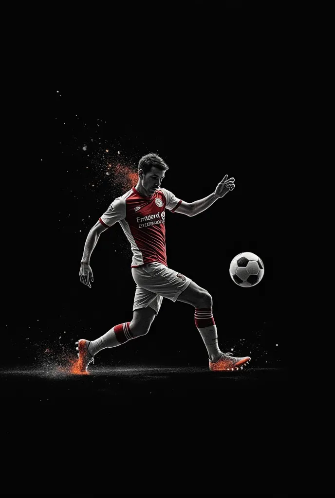 Make a minimalist image of the position of a striker in soccer,  Visual Concept

Explosion → Represented by energy trails,  sparks or rays coming out of the drag .

 Dribble → Symbolized by curves ,  zigzags or disconcerting trails .

 Point → Elements tha...