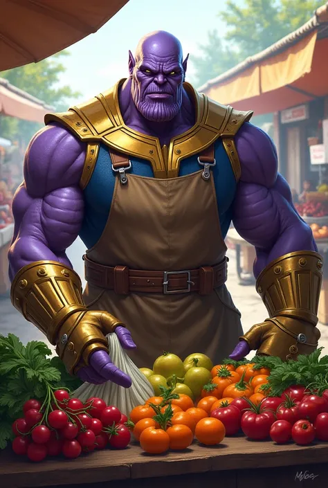 Thanos selling vegetables 
