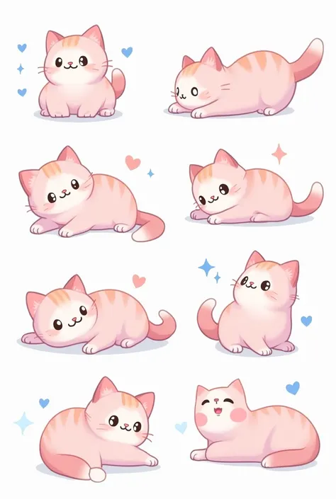 kawaii cat poses drawing