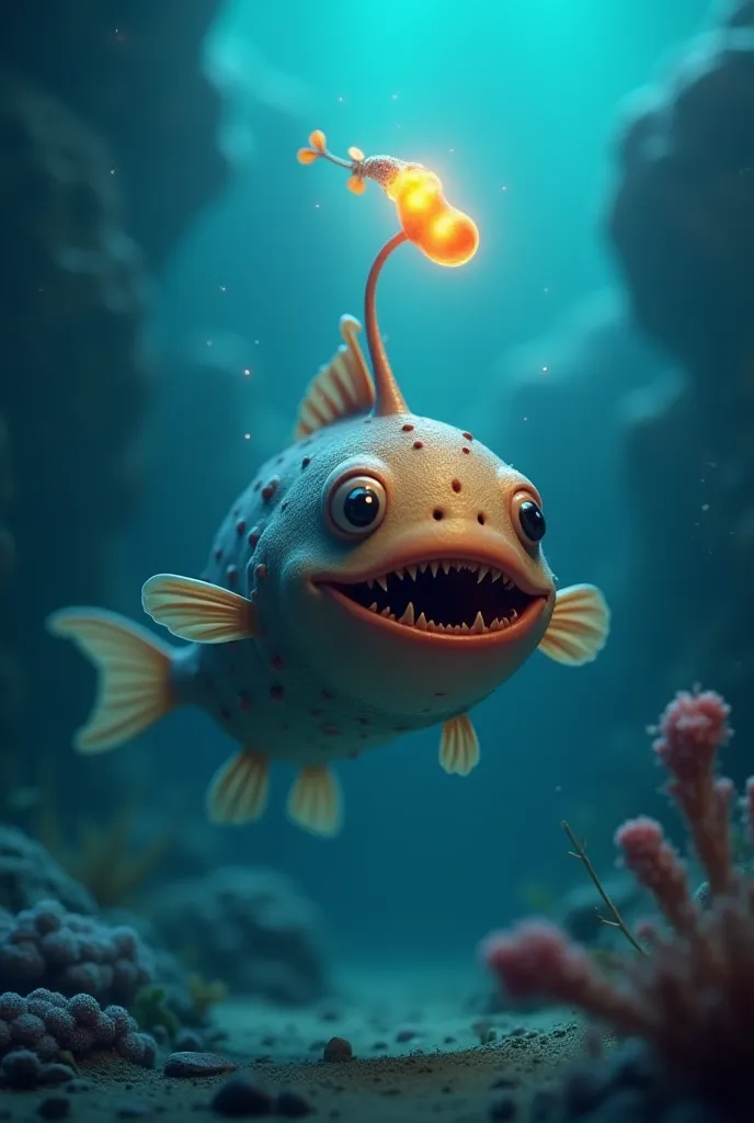 Little anglerfish 3d animation character