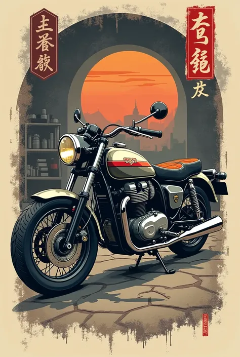 Chinese motorcycle workshop logo shirt