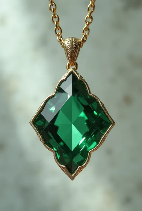 Diamond shaped pendant with green stone