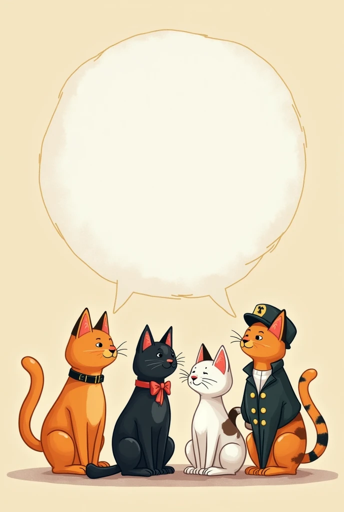 Conversation bubble about professions , cats of different colors  