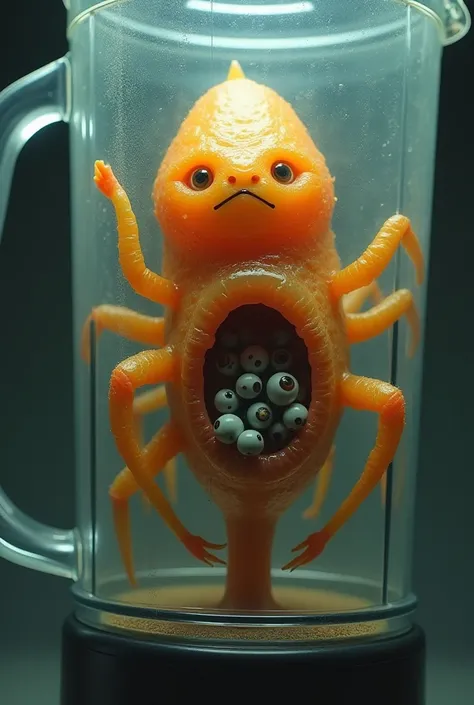 Orange with spider eyes in urethra blender