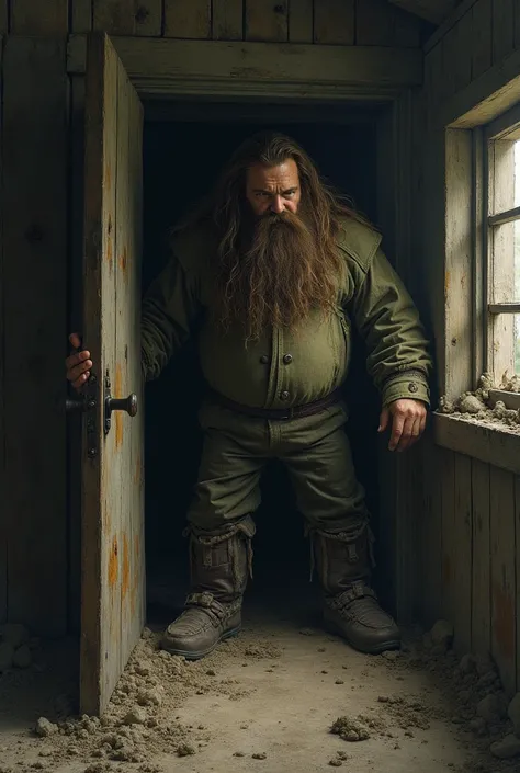  The giant Hagrid seemed to be a small boy to enter the shack, 
 bending down so as to deflate as soon as the ceiling with his head . Then yes 
He bent down to the ground ,  picked up the door and pushed it back into the hinges with the maximum 
ease .