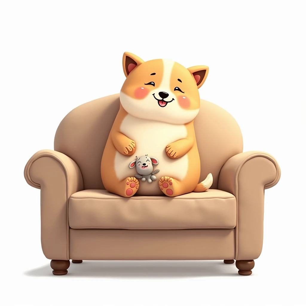 **Prompt:**

"Create a near-realistic cartoon-style image featuring a  sitting on a sofa, set against a clean white background. The  should be depicted with expressive, lively features in a relaxed or playful pose, comfortably enjoying the sofa. The sofa s...