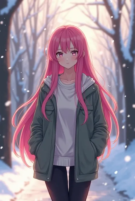 Megurine Luka cute adult casual clothes G pan winter walk upper body pink hair sexy
20才長い髪,  upper body　Ghibli