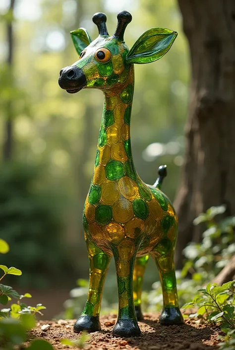 Diy giraffe from recycled plastic bottles